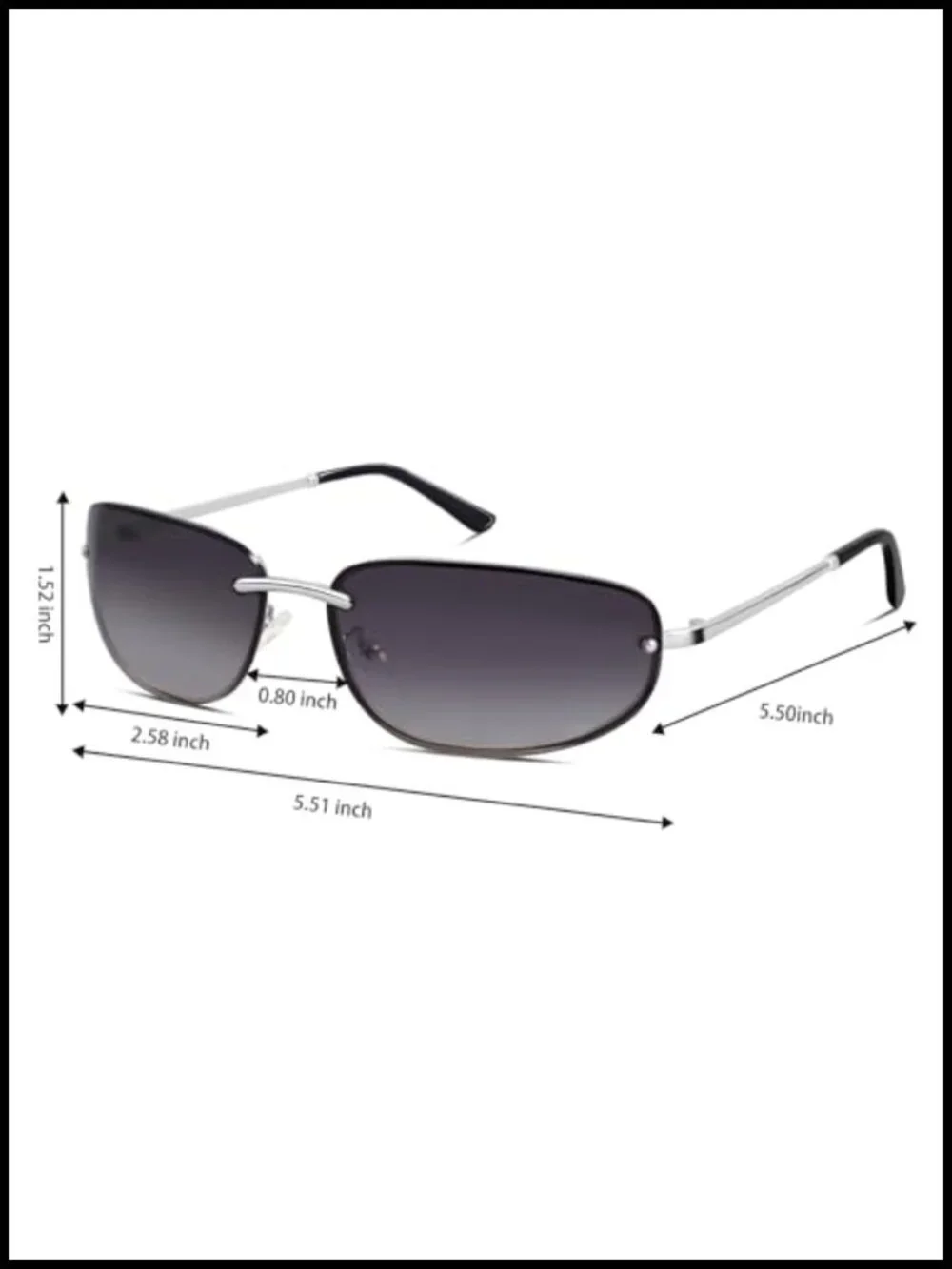 Rimless y2k Wrap Around Sunglasses Metal Frame UV400 Protection